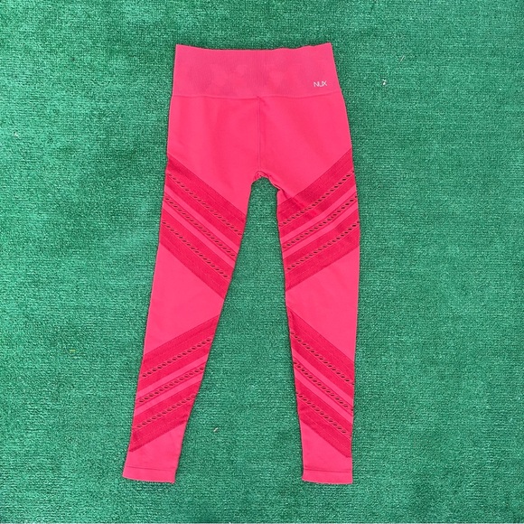 NUX Pants - NUX Red Workout Leggings with Cutout Diagonal Design Size L